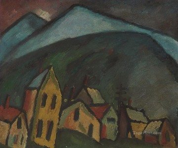 表現主義 Painting - berglandschaft mit h usern 1912 アレクセイ・フォン・ヤウレンスキー 表現主義